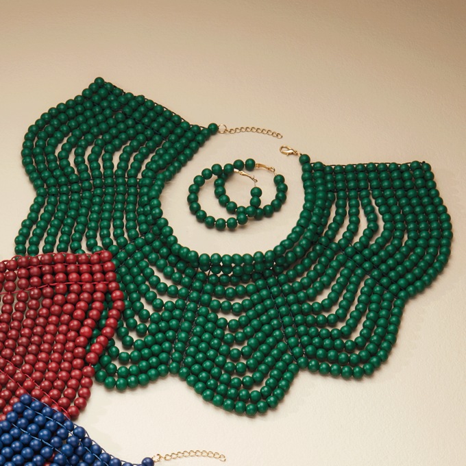 Color Story Beaded Necklace & Hoop Set, , large