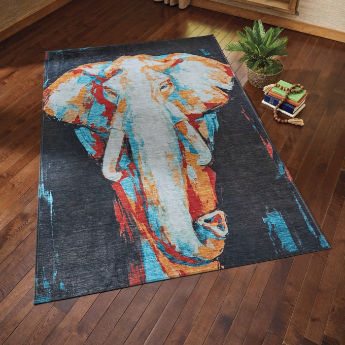 Abstract Elephant Rug, Multi, large