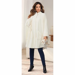 Sherpa-Trimmed Fleece Cape with Gloves, , large