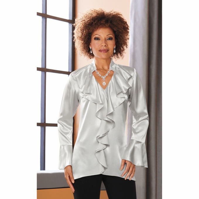 Quinn Ruffle-front Women's Top, , large