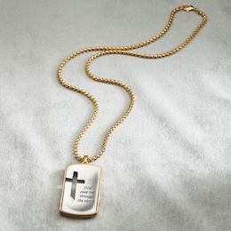 Men&#39;s Christian Through-the-Storm Pendant with Crystals &amp; Cross Cutout, , large