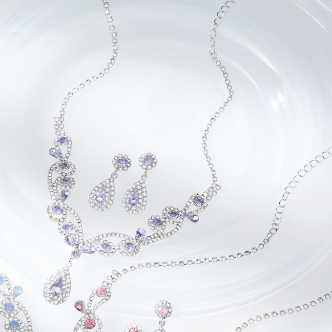 Crystal Pear-Drop Necklace & Earring Set, , large