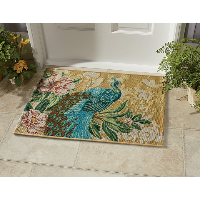 Peacock Indoor/Outdoor Mat - 20" x 30", , large