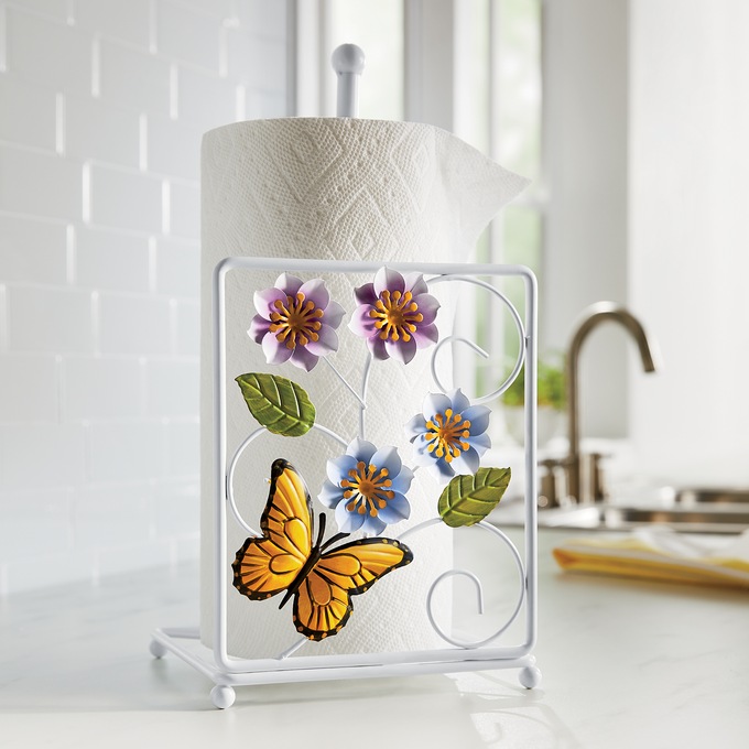 Violet Butterfly Paper Towel Holder, , large