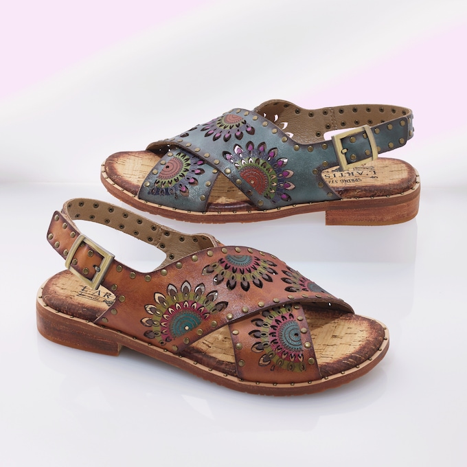 L'Artiste Handpainted Leather Crossroads Slingback Sandal by Spring Step , , large