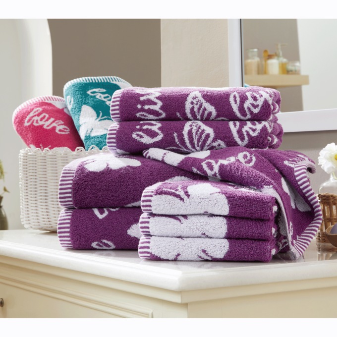 Color Connection 8-Piece Butterfly Towel Set, Teal, large
