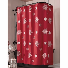 Embroidered Snowflake Shower Curtain, , large