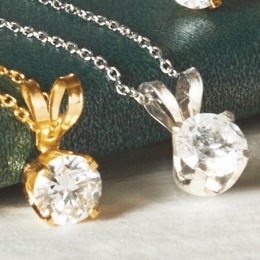Lab-Diamond/14K Gold Solitaire Pendant, , large