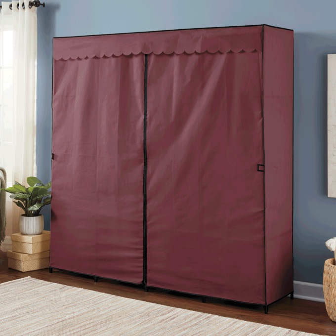Scalloped Curtain Storage Wardrobe, , large