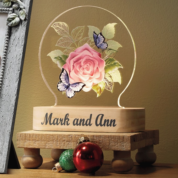 Lit Butterfly Rose Display, , large