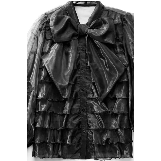 Elena Ruffle Blouse, Black, large