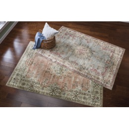 Lennox Machine Washable Distressed Area Rug with Nonslip Back, , large