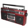 Supersonic 4-Band Radio and Cassette Player with Bluetooth, Red, large