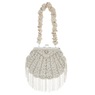 Seashell-Shaped Faux-Pearl & Rhinestone Evening Bag with Beaded Fringe for Women, , large
