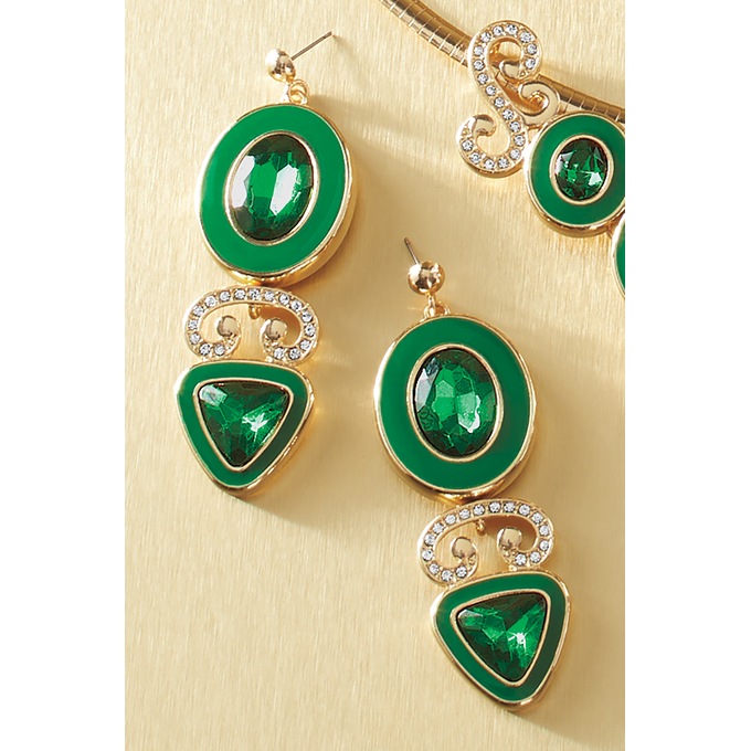 Crystal Allure Enamel Earrings, , large