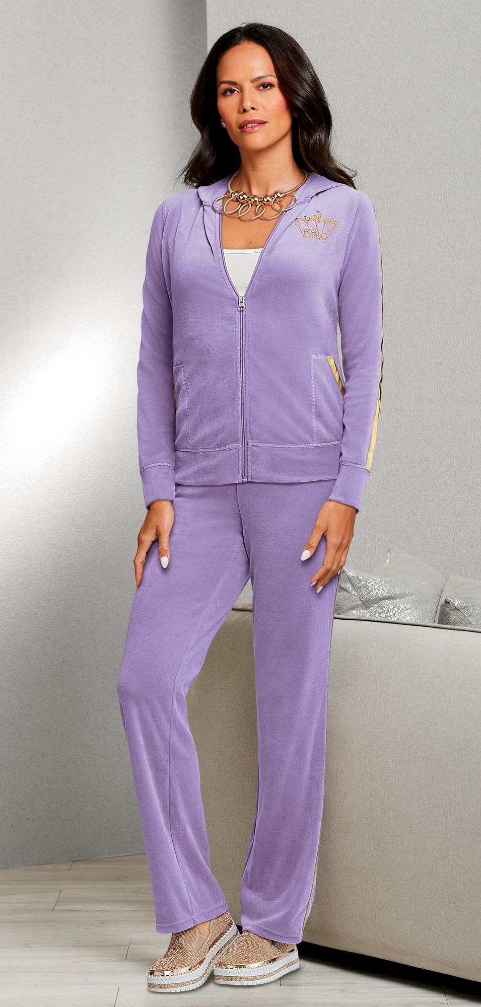 velour warm up suits