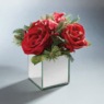 Glitter Rose and Pine Arrangement in Mirrored Pot, , large