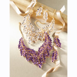 Crystal Marquise/Vines Goldtone Necklace &amp; Earring Set, , large