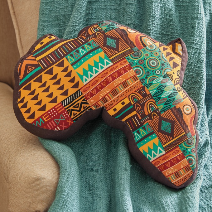 Africa-shaped Accent Pillow, , large