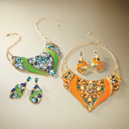 Crystal Floral Enamel Earrings, , large