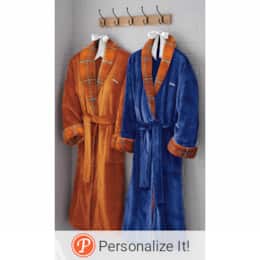 Faux-Sherpa Trim Unisex Robe, , large