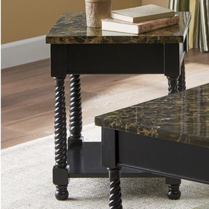 Black Faux-Marble End Table, , large