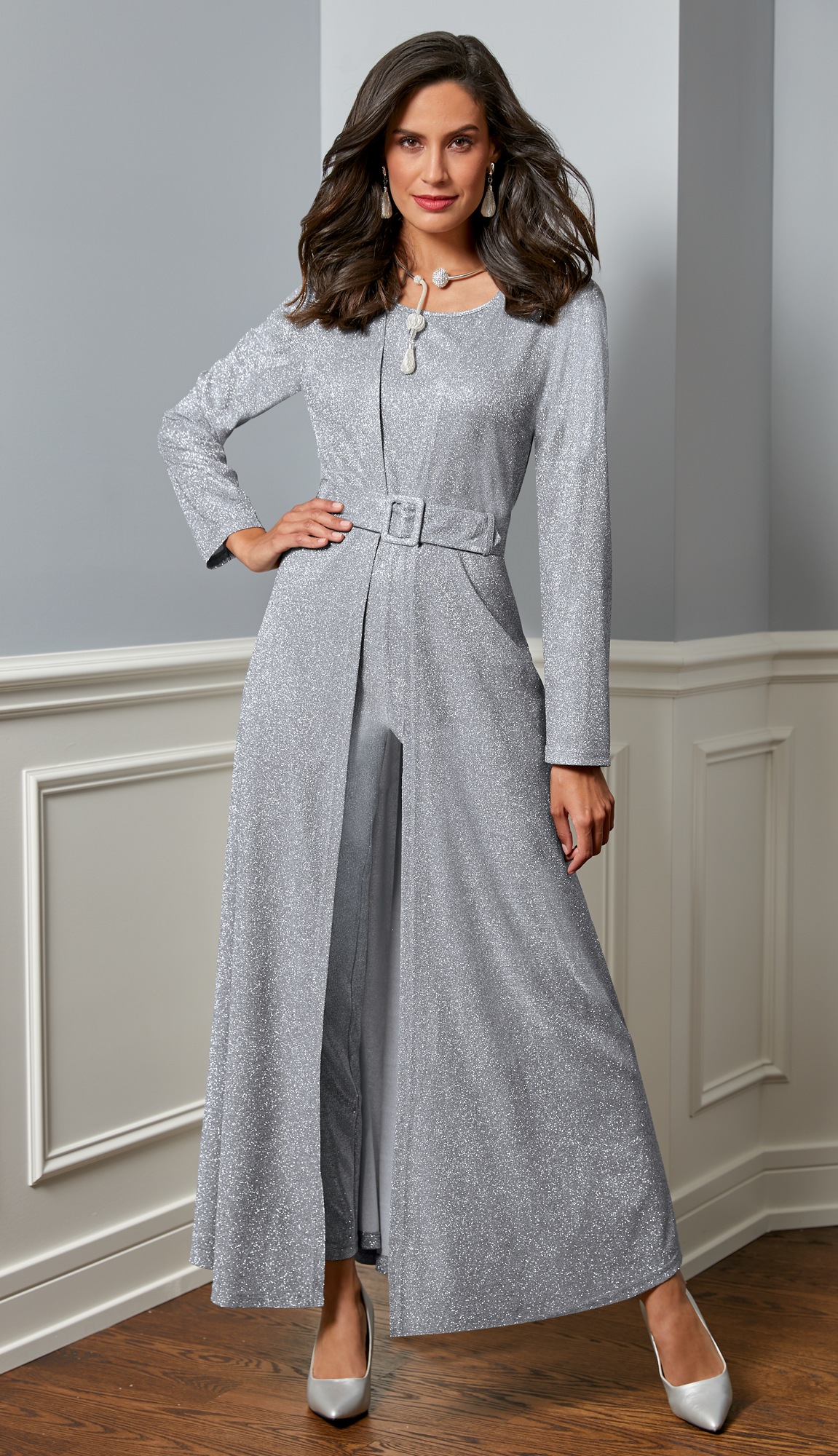 formal jumpsuit with overlay