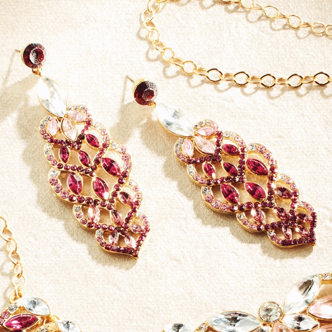 Faceted Ombré Crystal Dangle Earrings, , large