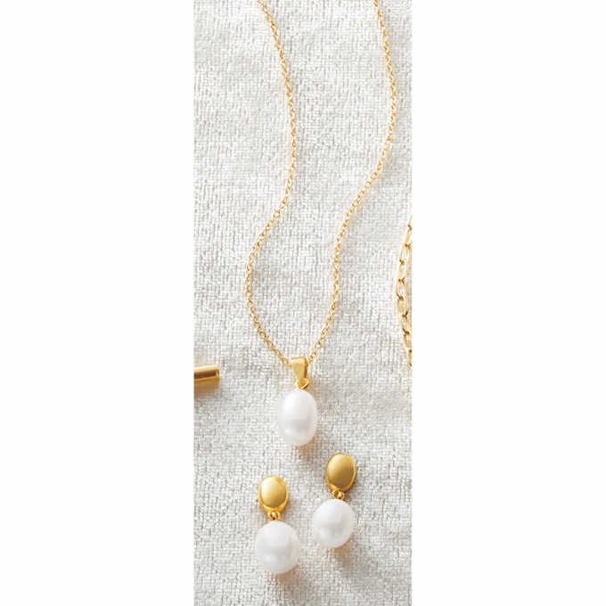 Pearl Necklace & Earring Set, , large