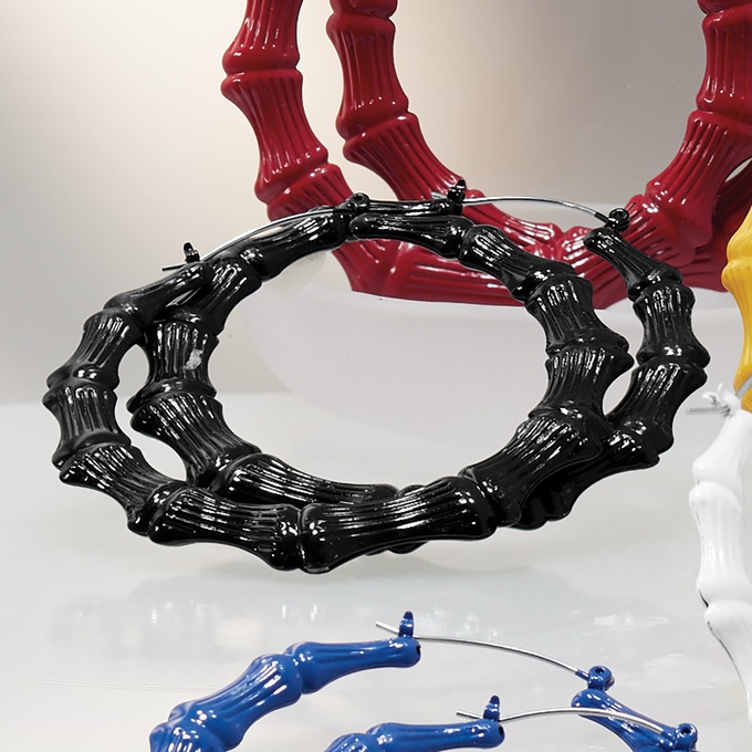 Color Bamboo Hoops, Black, large