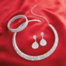 Silvertone Crystal Jewelry Set, Clear Silvertone, large