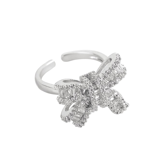 Coquette Crystal Bow Ring, , large