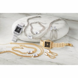 Ladies&#39; Crystal Rectangular Watch &amp; Jewelry Set, , large