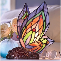 Stained Glass Butterfly Accent Lamp, , large