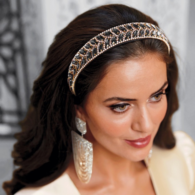 Holiday Jewel Headband, Black, large