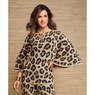 Jayda Jacquard Zebra-Print Top, , large