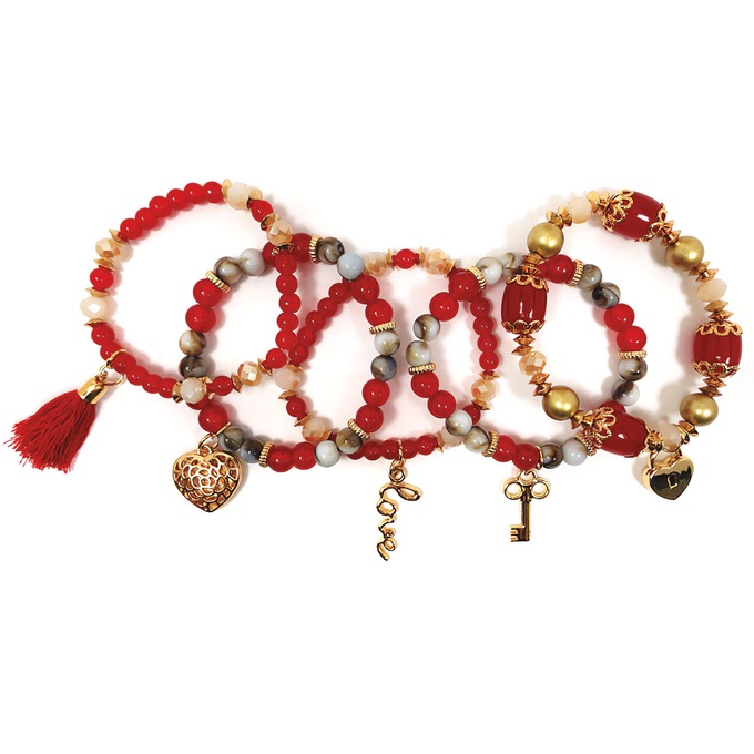 5-Piece Stretch Charm Bracelets, , large