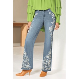 Elise Embroidered Women&rsquo;s Bootcut Jean in Stretch Denim, , large