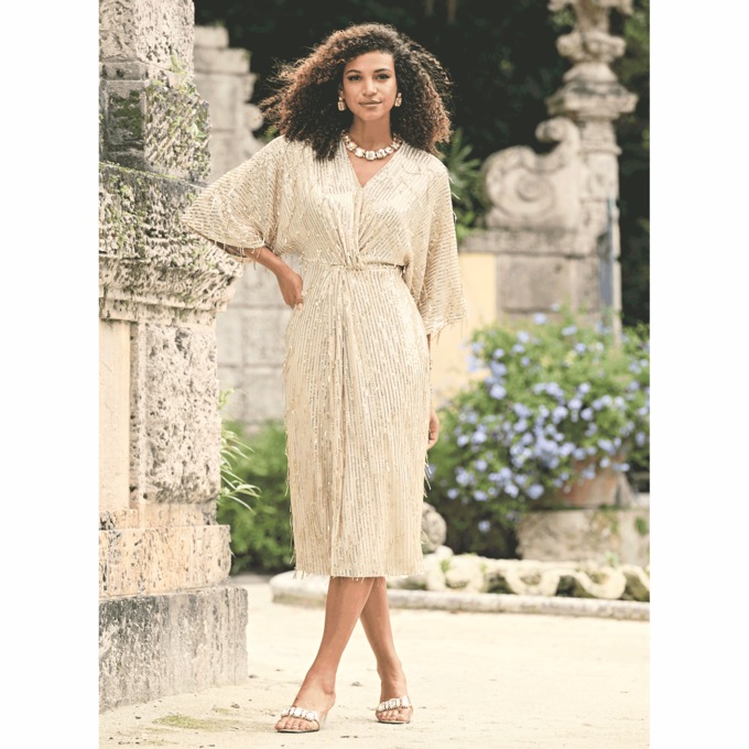 Regala Sequin Fringe Dress, , large