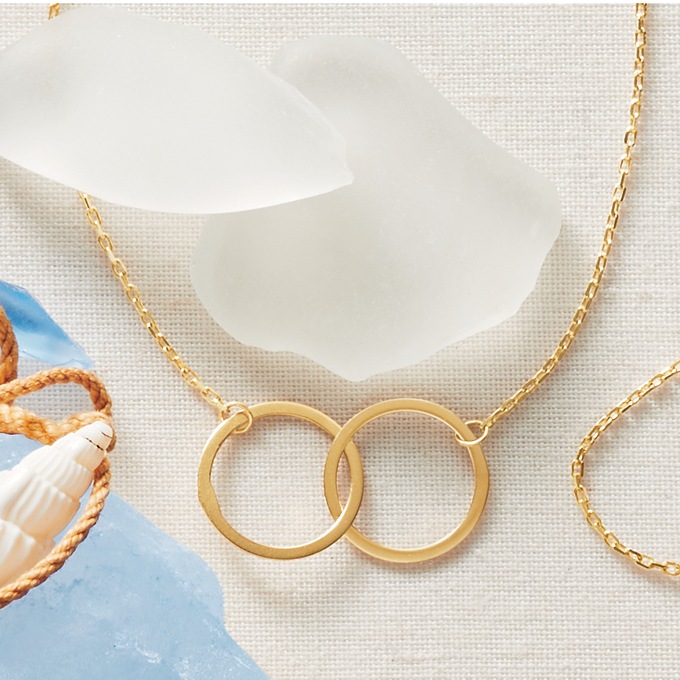 10K Gold Double Circle Necklace, , large