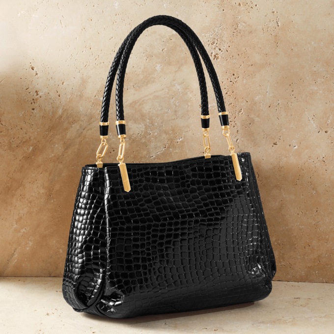 Patent Croco Satchel, , large