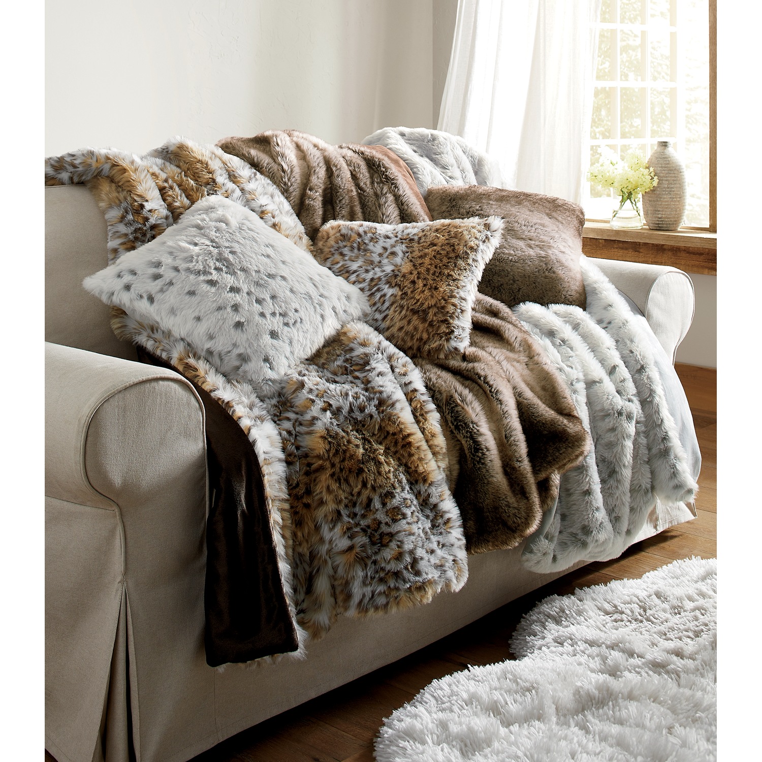 Faux fur sofa pillows sales