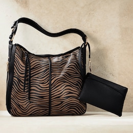 2-Piece Animal-Print Faux-Leather Handbag &amp; Pouch Set for Women, , large