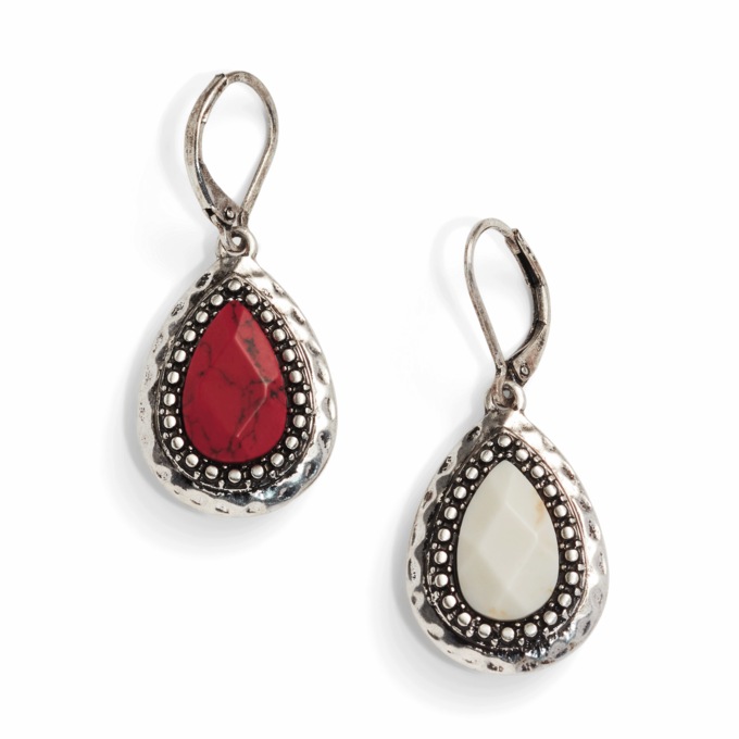 Reversible Faux-Stone Earrings, , large