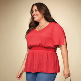 Sarah Smocked Peplum Blouse, , large