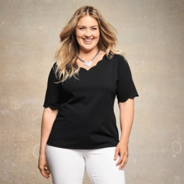Ember Scallop-Trim Top, , large