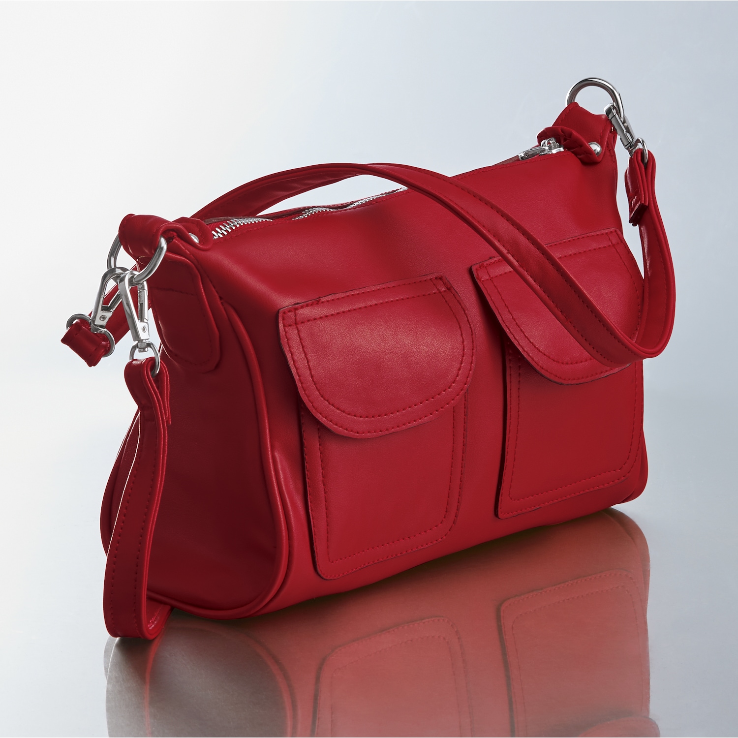 Midnight Velvet Double Pocket Crossbody Red
