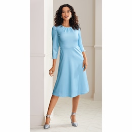 Delena Pearl-Trim A-Line Dress, , large