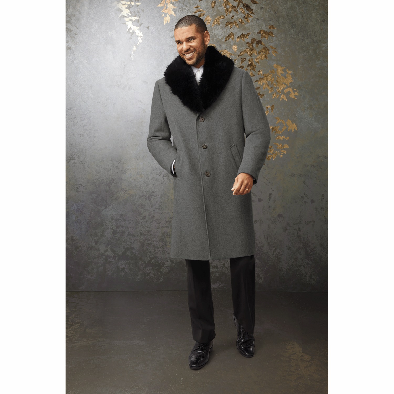 Frank Faux-Fur Collar Coat | Midnight Velvet