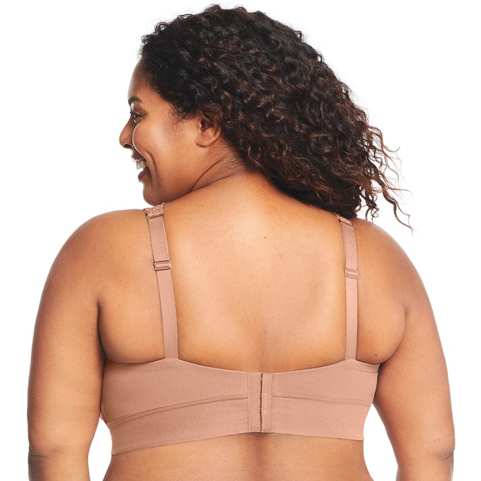 Lace Women's Bralette with Soft Stretch Lace and Wireless Comfort, Nude, large